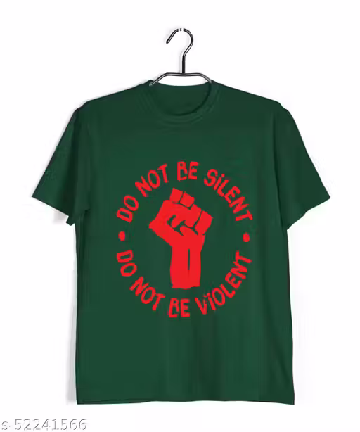 Aaramkhor Protest Round Neck Half Sleeve T-Shirt for Men | Don't Be Silent. Don't Be Violent | Politics